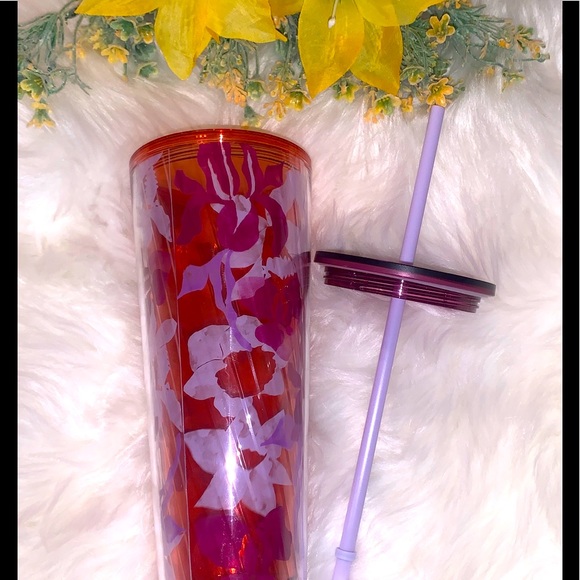 Starbucks Pink Lavender Floral Tumbler Cold Cup 24oz Venti Insulated NWT 2021 - Picture 9 of 13